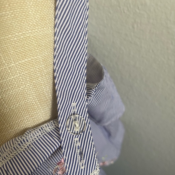 Woman's Blue striped Embroidered Floral Dress - Picture 7 of 8